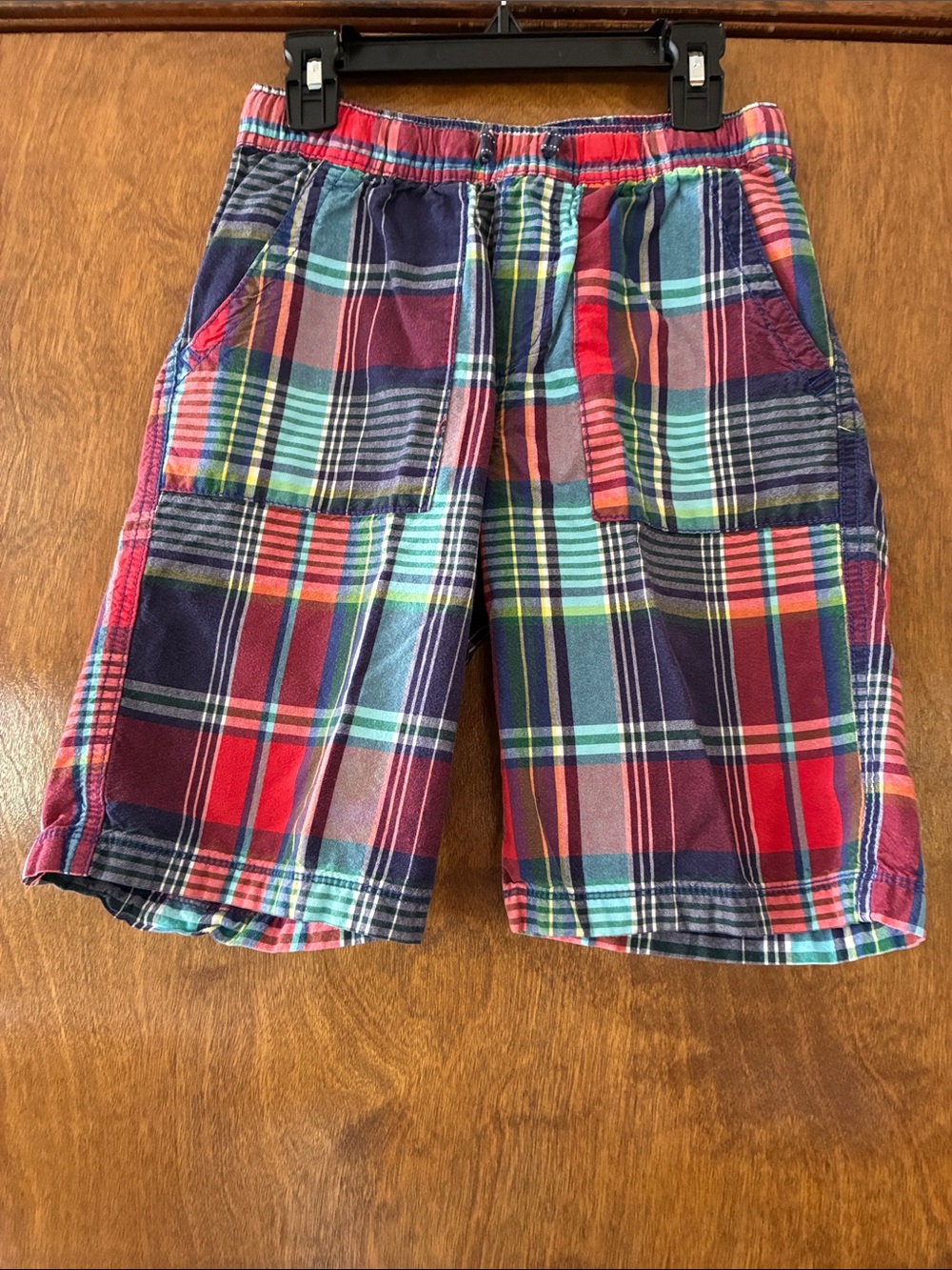 1989 Place Red Blue Green Plaid Elastic-Waist Shorts